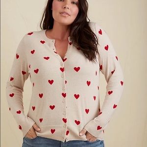 Torrid Red Cotton Heart Lightweight Cardigan